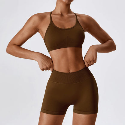 Seamless Yoga Set Gym Suits With Shorts Crop Top Sexy Bra Women's Pants 2 Pieces Set Running Workout Outfit Fitness Clothing
