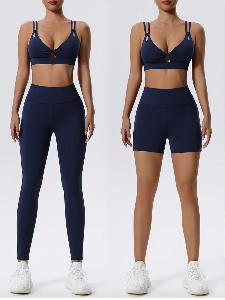 2PCS Yoga Set Sportswear Women Tracksuit Athletic Wear Pilates Fitness Suit Gym Clothes Workout Push Up Sports Bra Leggings Suit