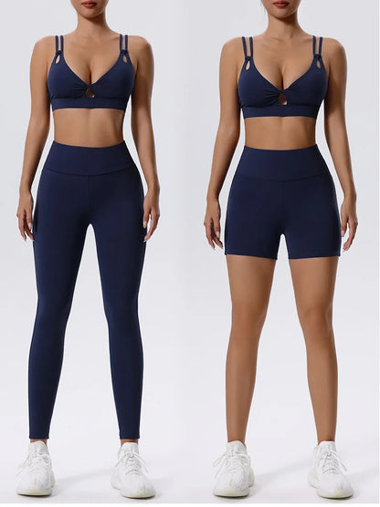 2PCS Yoga Set Sportswear Women Tracksuit Athletic Wear Pilates Fitness Suit Gym Clothes Workout Push Up Sports Bra Leggings Suit