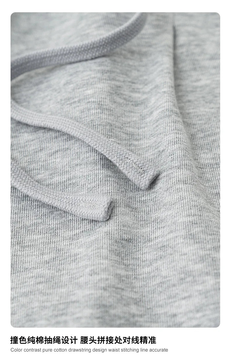 Custom LOGO Men's 2025 Summer 280G American Neutral Wind Splicing Double Waist Wide Leg Pants Sports Straight Couple Sweatpants