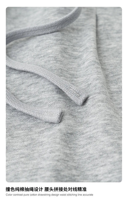 Custom LOGO Men's 2025 Summer 280G American Neutral Wind Splicing Double Waist Wide Leg Pants Sports Straight Couple Sweatpants