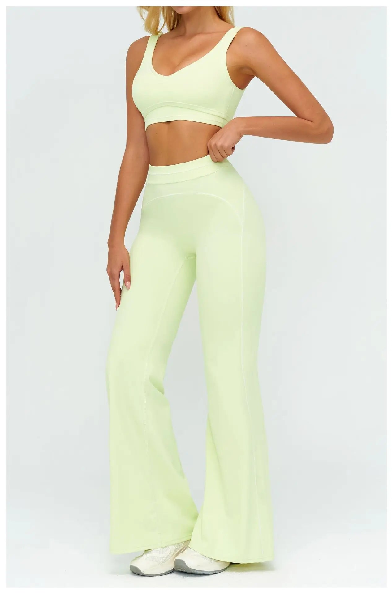 High Waist Yoga Wide Leg Pants Women Gym Fitness Bell-bottoms Pants Push Up Sports Trousers Female Casual Workout Flared Pants