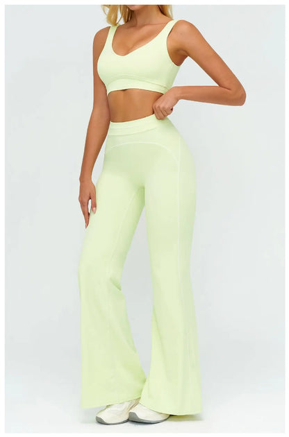 High Waist Yoga Wide Leg Pants Women Gym Fitness Bell-bottoms Pants Push Up Sports Trousers Female Casual Workout Flared Pants