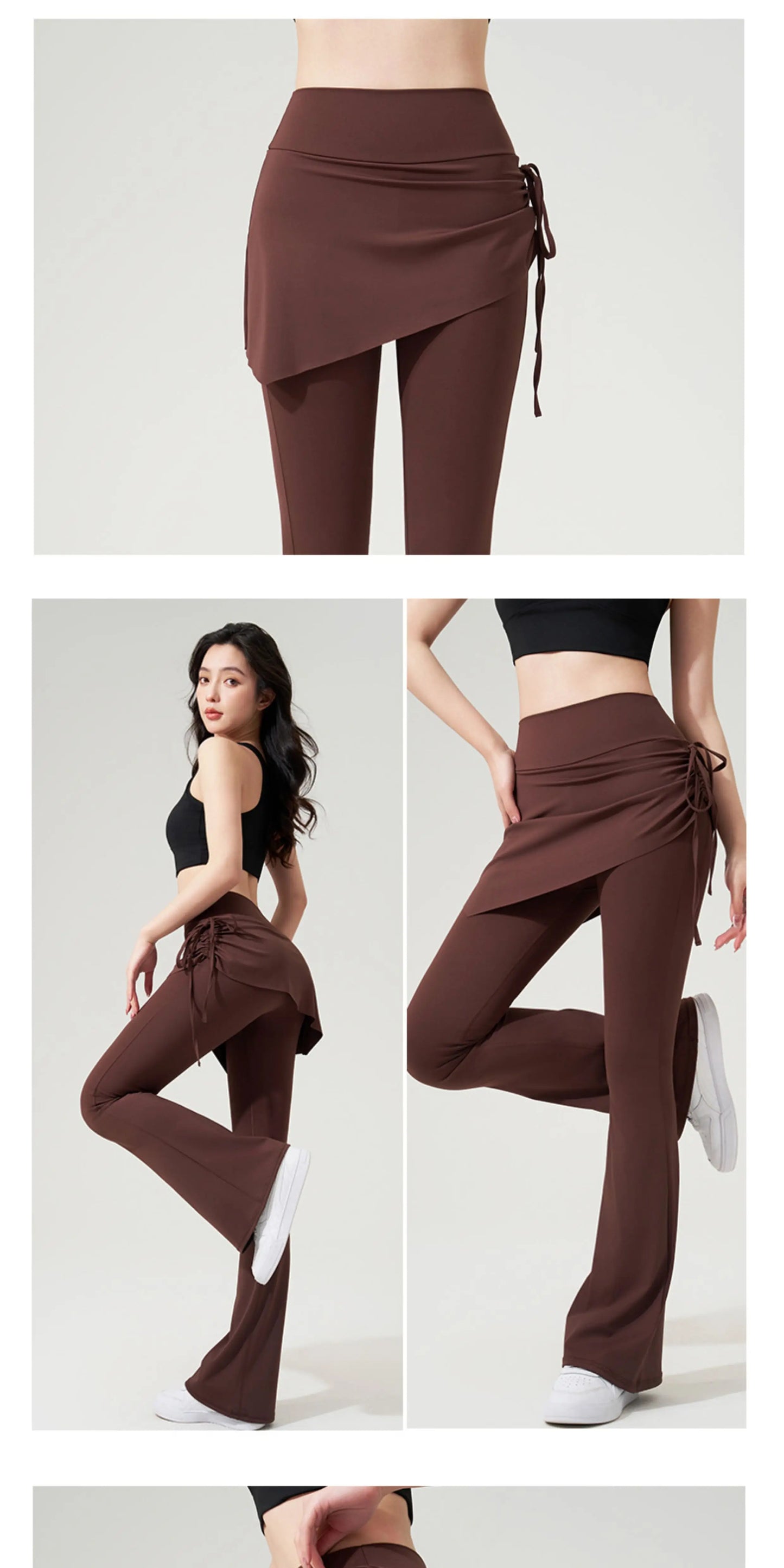 Yoga Bell-bottom Pants Fake Two-piece Skirt Pants High Waist Hip Lift Tight Body Anti-exposure Pilates Sports Fitness Leggings