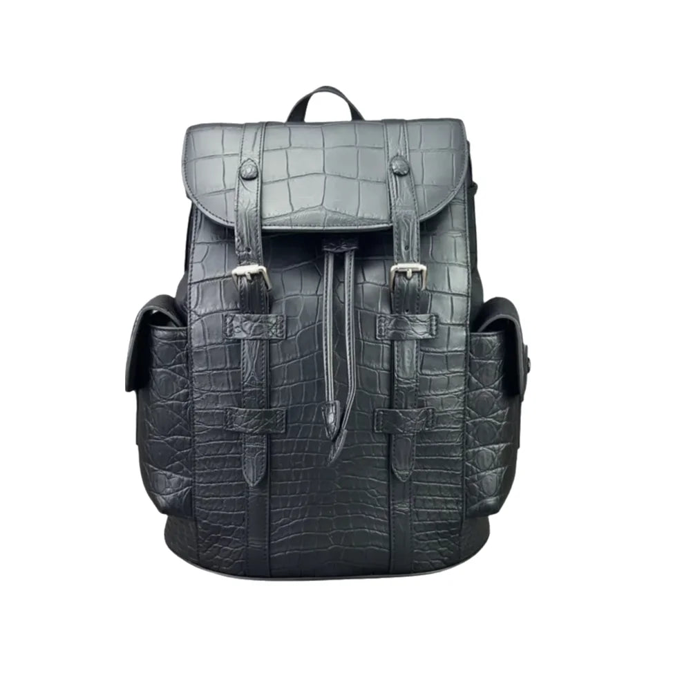 Authentic crocodile leather travel backpack unisex large schoolbag real crocodile leather fashion brand design men's backpack
