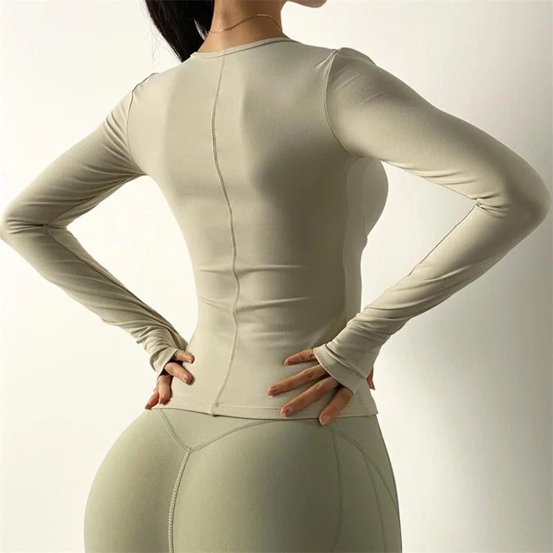 Cloud Hide SEXY Zipper Sports Jacket for Women Long Sleeve Black Yoga Shirt Gym Fitness Coat Running Autumn Winter Workout Top