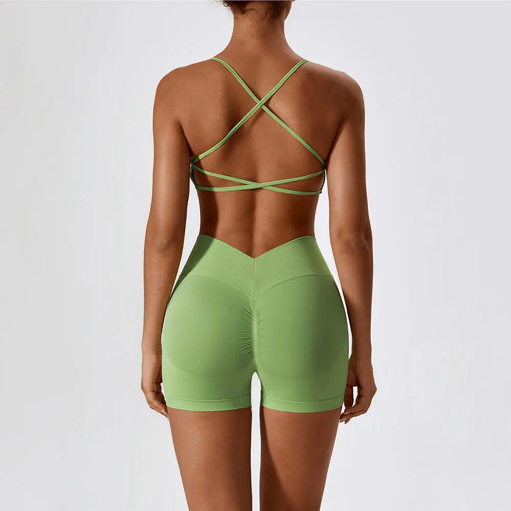 Seamless Yoga Set Gym Suits With Shorts Crop Top Sexy Bra Women's Pants 2 Pieces Set Running Workout Outfit Fitness Clothing
