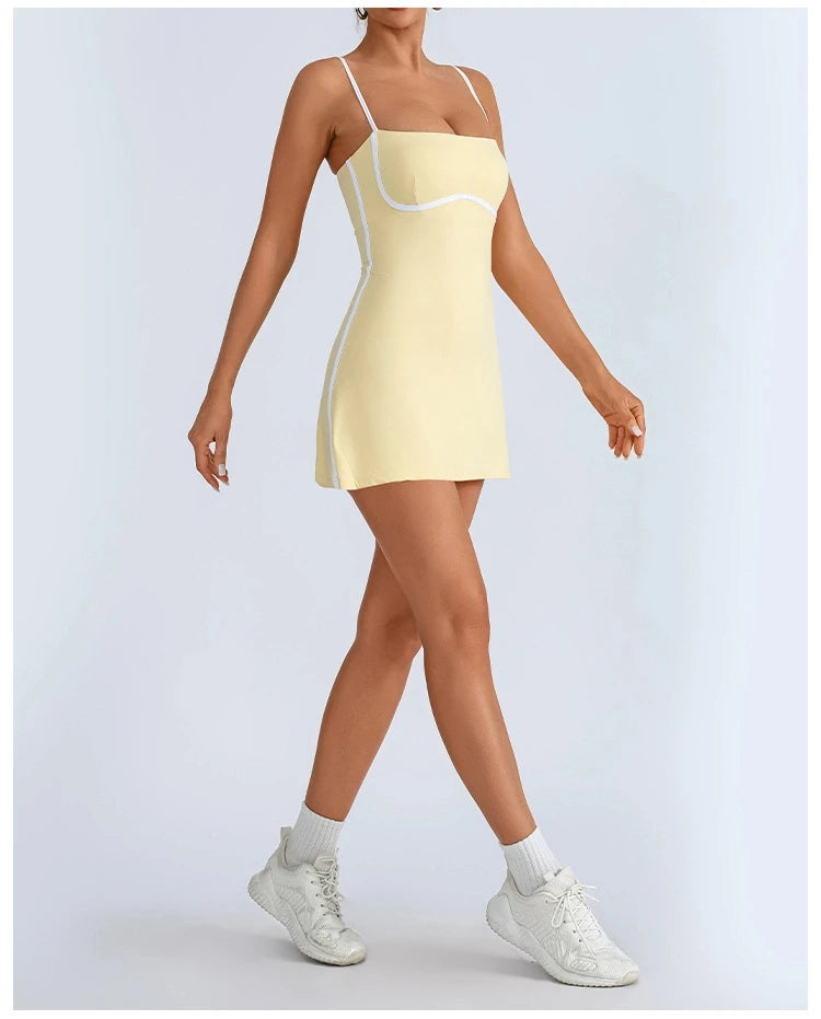 Golf Tennis Dress with Pad Sports Set Yoga for Women Workout Pickleball Clothing Badminton Skorts Activewear