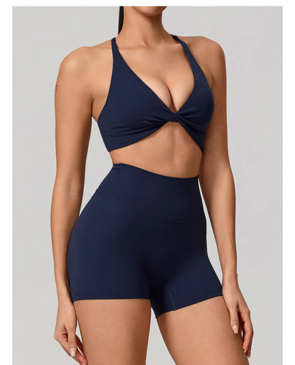 New Summer 2Pcs Women's Quick-Dry Sports Set V-Shaped Bra Female Sleeveless Yoga Outfit Gym Two-Piece Woman Sport Clothes