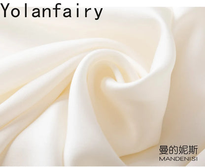 YOLANFAIRY 19momme 93% Mulberry Silk Spaghetti Strap Dress for Women Elegant Mid-length Sexy Real Silk Summer Dresses Woman 원피스