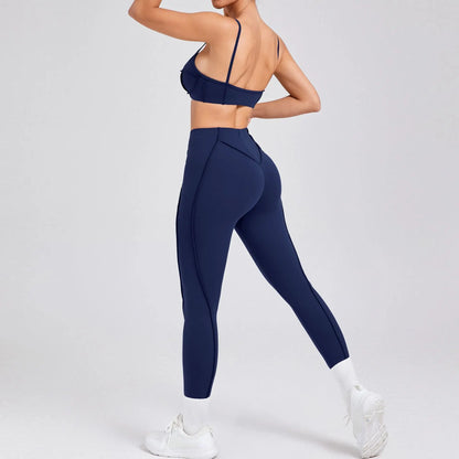 Hearuisavy 2025 New Style 2Pcs Sports Suit Women Workout Bra Suit Running Gym High Waist Legging Quick Dry Tight Yoga Clothing