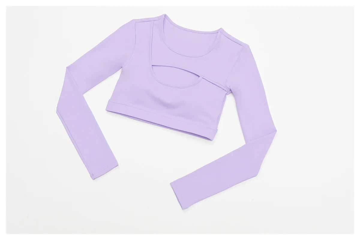 Women Yoga Shirts Crop Top Long Sleeves Sexy Hollow Out Shirts for Women Yoga Sports Fitness Gym Clothes Push Up Workout Tops
