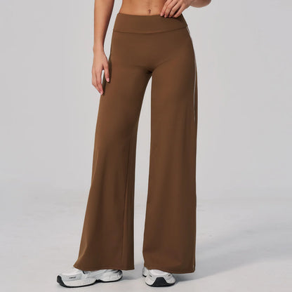 Yoga Pants Women High Waist Wide Leg Trousers Tummy Control Straight Workout Sports Pants Female Casual Fitness Bell-bottoms