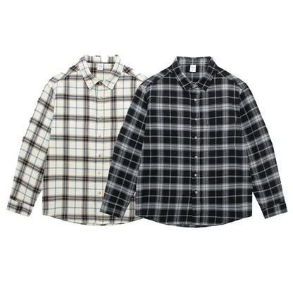 Spring 2025 New American Vintage Plaid Shirt - Men's 100% Cotton Double Pocket Workwear Long Sleeve Slightly Loose Casual Top