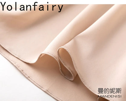 YOLANFAIRY 19momme 93% Mulberry Silk Spaghetti Strap Dress for Women Elegant Mid-length Sexy Real Silk Summer Dresses Woman 원피스