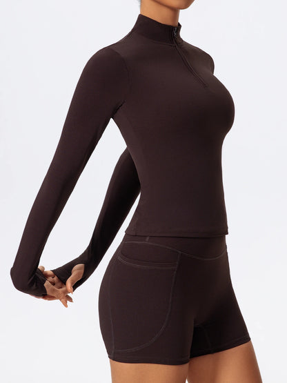 Hearuisavy Summer Half Zipper Yoga Suit Outdoor Workout Clothing Gym Set Women Flared Pants 2Pcs Sports Long Sleeves Shirt Suit