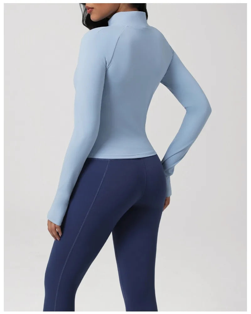 New Women's Color-Block Yoga Outfit Set Back Beauty Fitness Tank Top Long Sleeve Coat Hip-Lifting Leggings Running Fitness Set