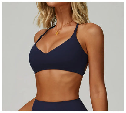 Women Cross Back Sports Underwear Breathable Yoga Bra Shockproof Fitness Top Gym Workout Underwear Female Sports Yoga Crop Top