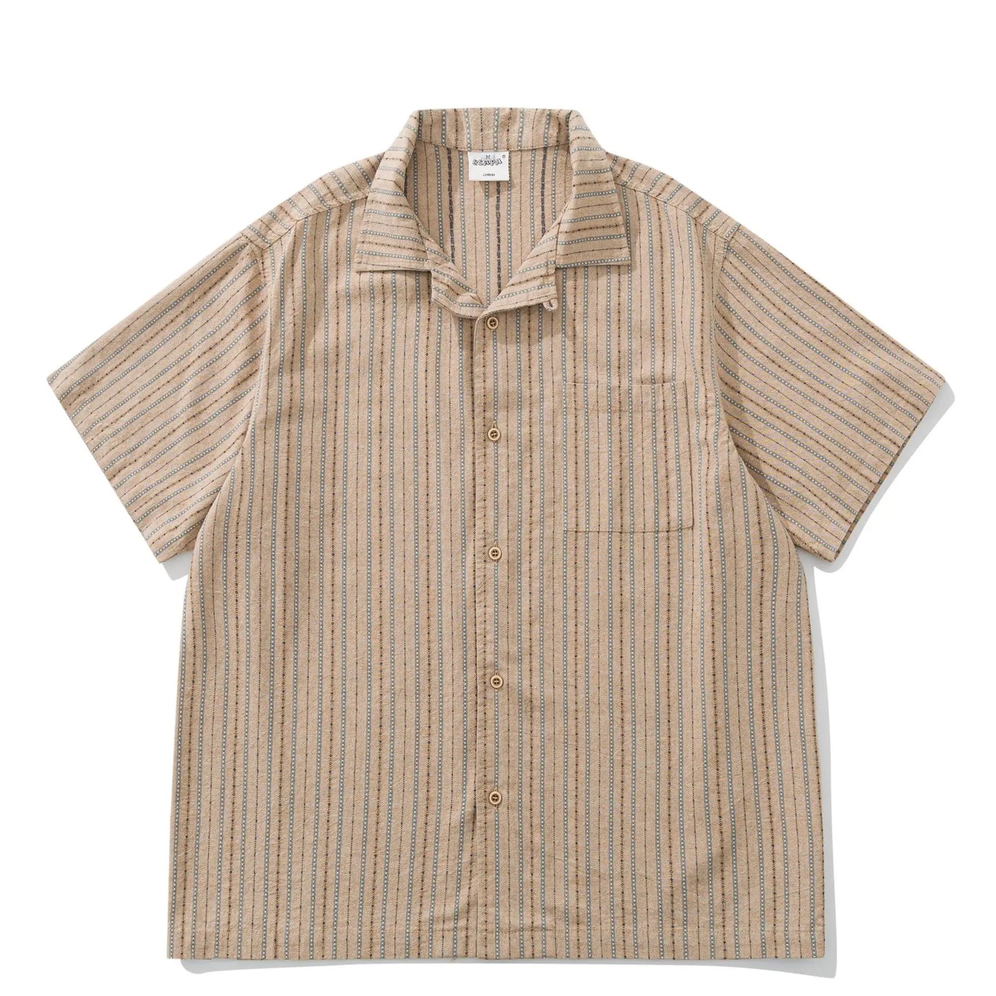 2026 Summer New Japanese Retro Amekaji Cuban Collar Short Sleeved Shirt Men's and Women's Loose Workwear Shirt