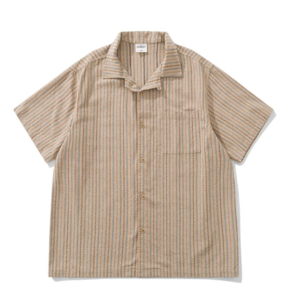 2026 Summer New Japanese Retro Amekaji Cuban Collar Short Sleeved Shirt Men's and Women's Loose Workwear Shirt