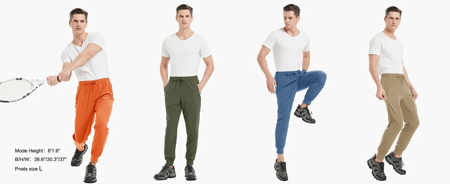 TACVASEN Summer Quick Dry Hiking Pants Mens Casual Zipper Pockets Sports Training Pants Outdoor Jogger Running Gym Work Trousers