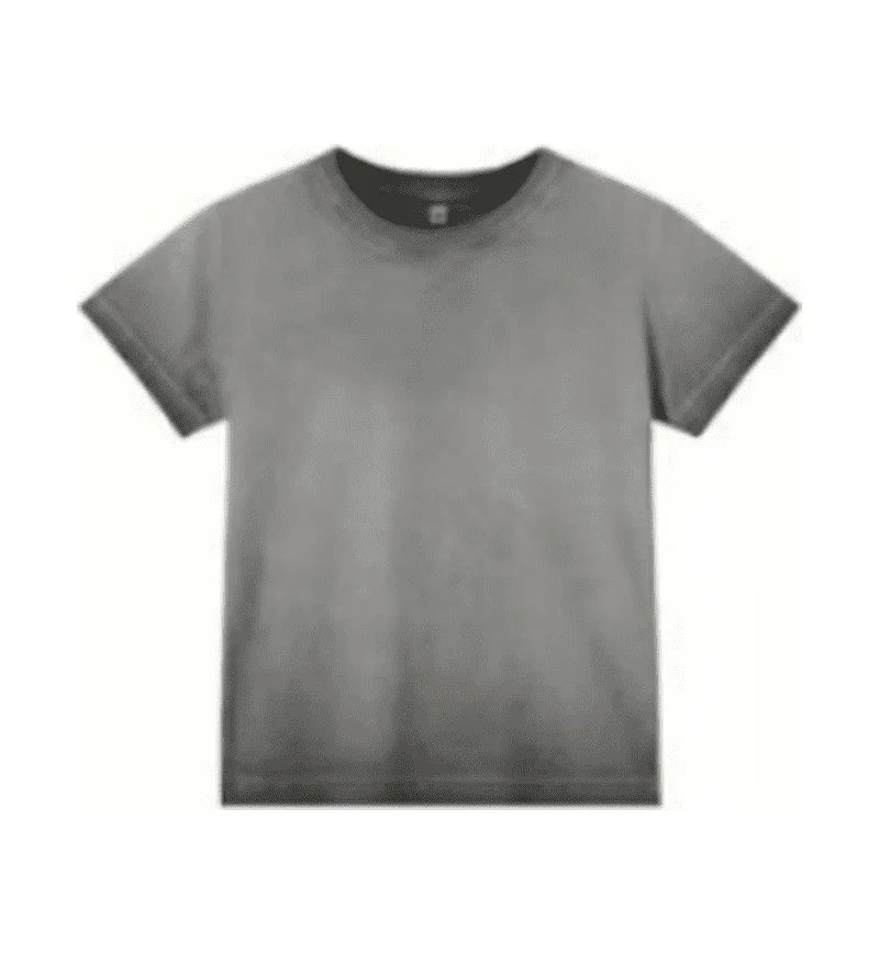 Female 240GSM Gradient Washed Custom LOGO Solid Slim  T-Shirt Soft Cotton Streetwear Casual Short Sleeve Cool Retro For Women