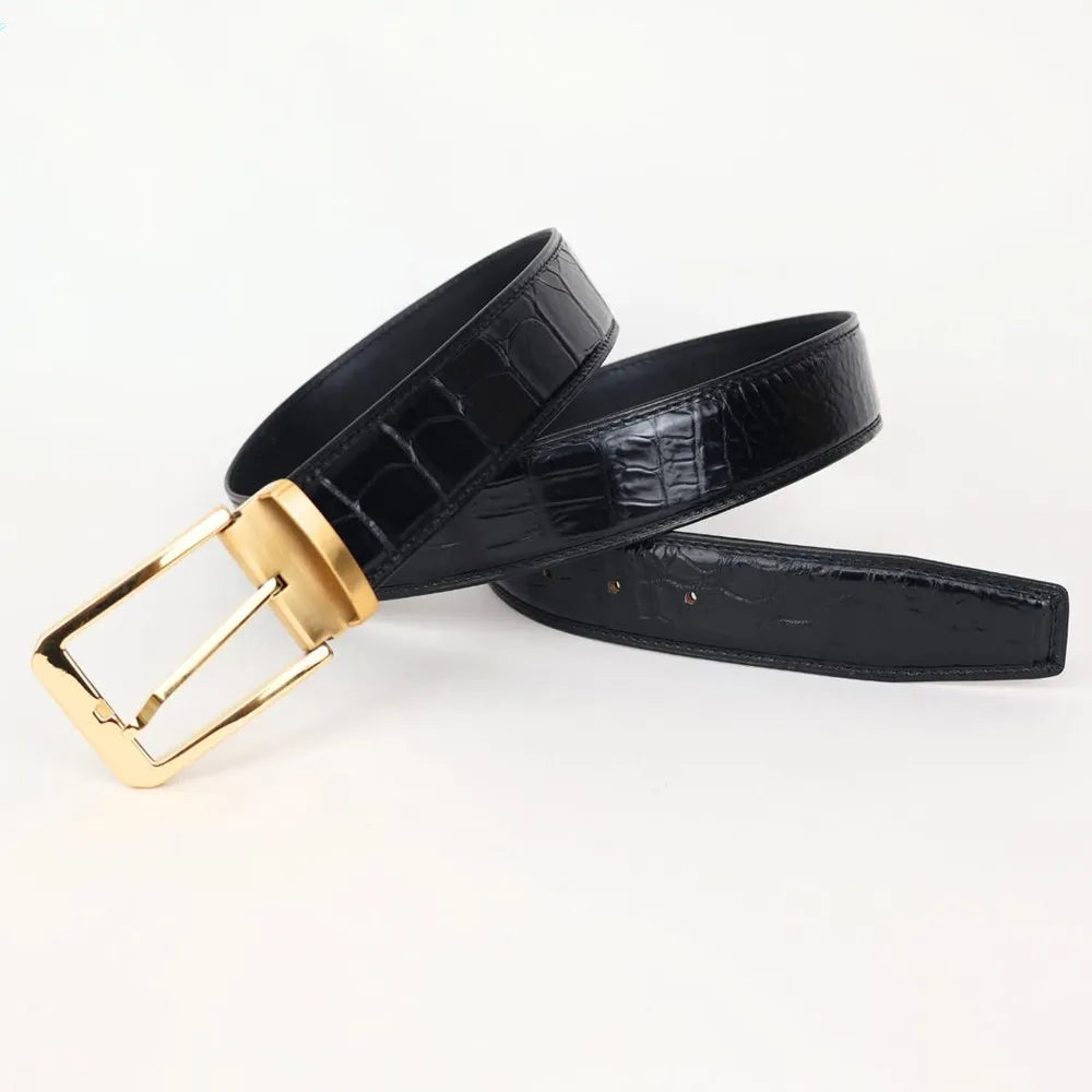 Men's real crocodile leather belt crocodile leather genuine leather luxury brand belt fashion men's belt buckle with suit pants