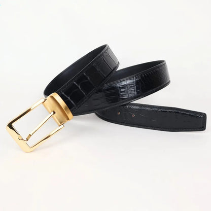 Men's real crocodile leather belt crocodile leather genuine leather luxury brand belt fashion men's belt buckle with suit pants