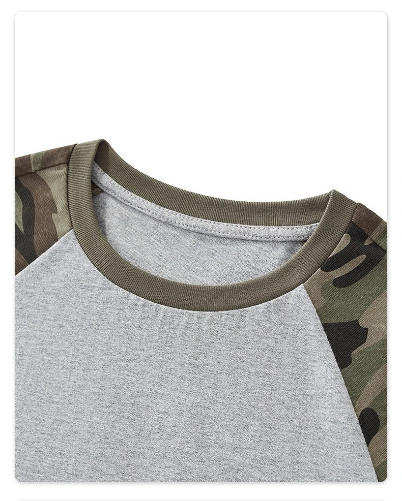 Custom LOGO Women's American Street Spice Girl Camouflage Ragged Short Sleeve T-Shirt 210G Cotton Slim-fit Contrast Top