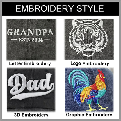 Personalized Custom Text Logo Embroidery Men's Bucket Hats Women's Washed Cotton Summer Sun Hats Wholesale Dropshipping