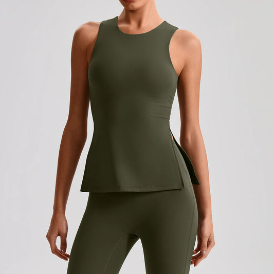 Solid Color Women Fitness Tight Short Yoga T -Shirt Tank Cropped Breathable Sports Running Vest Gym Clothing With Padded Cups