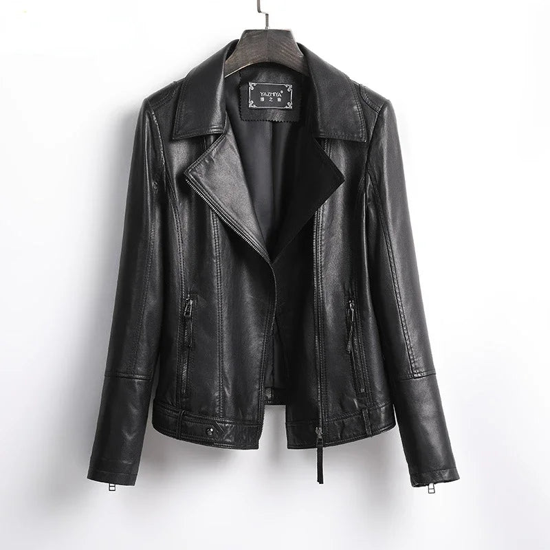 Women's Jacket Spring 2022 100% Sheepskin Jacket Woman Genuine Leather Women's Coat Black Motorcycle Jackets Chaquetas Xhl368