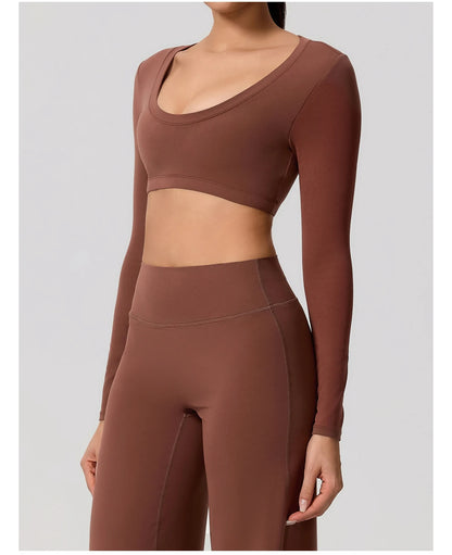 Women's Sports Long Shirt Female Backless Yoga Breathable Soft Shirt Autumn and Winter Training Top Woman Gym Sportswear
