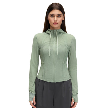 Custom LOGO Women's Spring Autumn Mesh Breathable Yoga Suit Sports Riding Quick Drying Running Fitness Belt Pocket Jacket Top