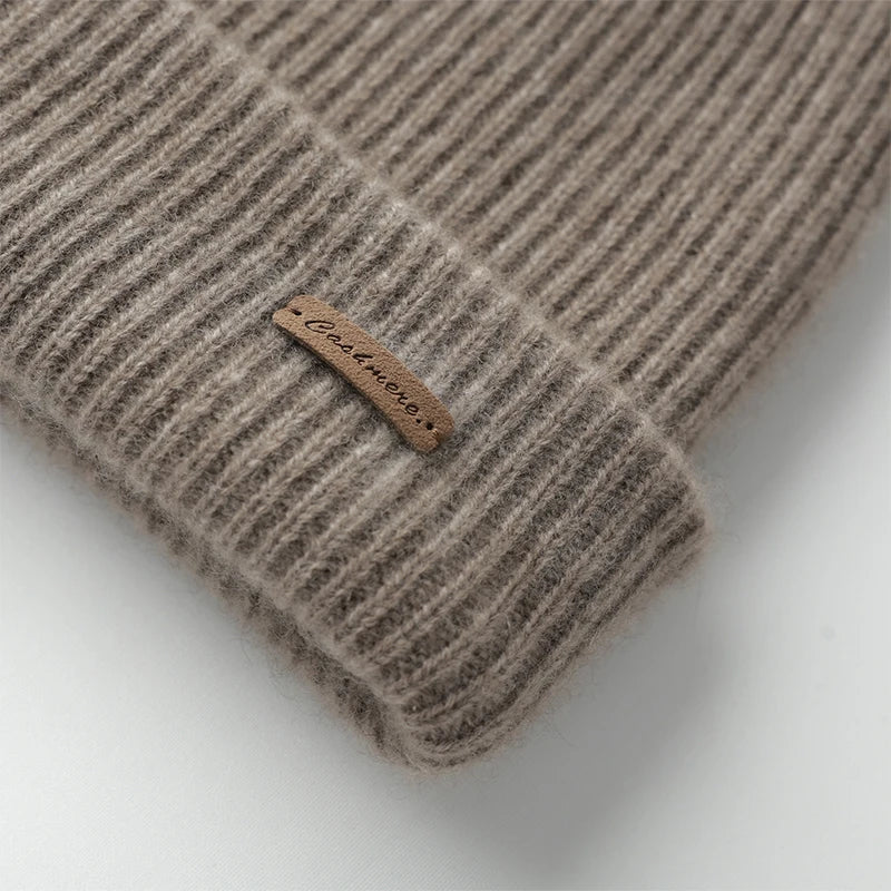 DjzDsm High Quality 100% Cashmere Knitted Hat for Men Casual Beanie Hat Thicken Cap Winter Soft Warm Cashmere Caps