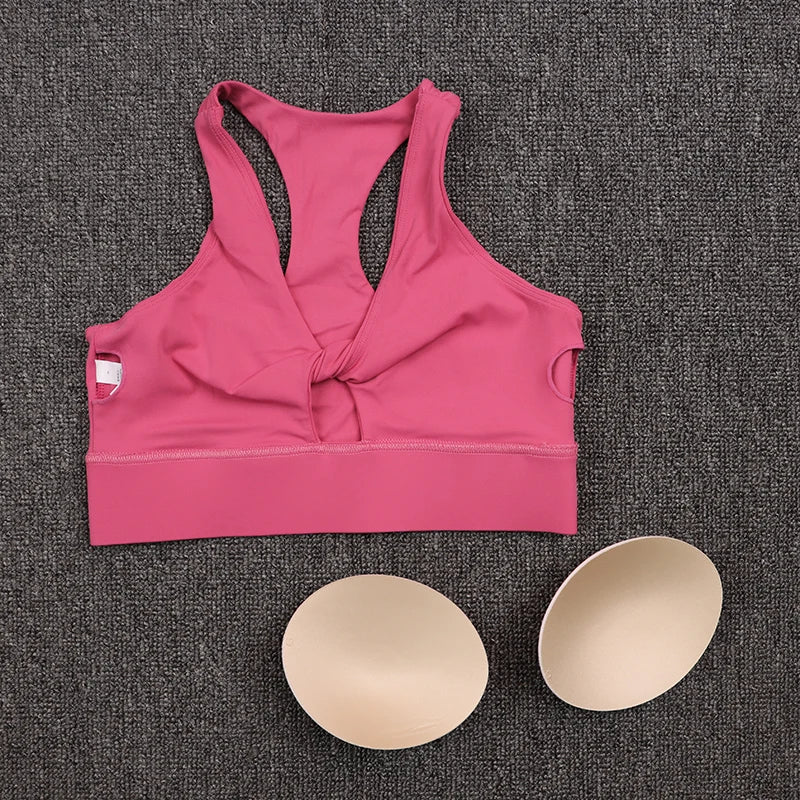SOISOU Halter Neck Yoga Crop Top Bra Gym Sport Sexiest Bra Chest Pad Removable Elastic Tight Breathable Top Women 6 Colors