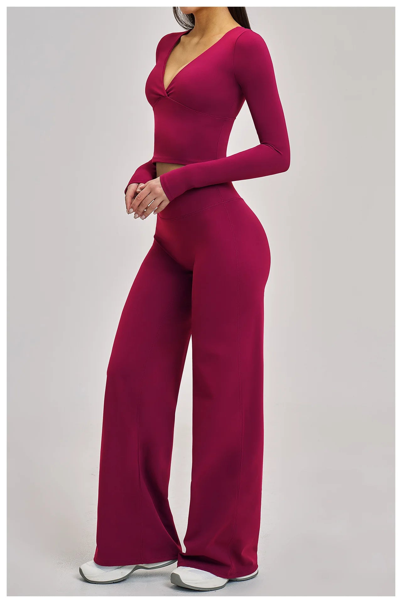 2PCS Yoga Set Women Tracksuits Workout Outfits Sportswear Gym Clothing Female Fitness Long Sleeve High Waist Leggings Yoga Suit