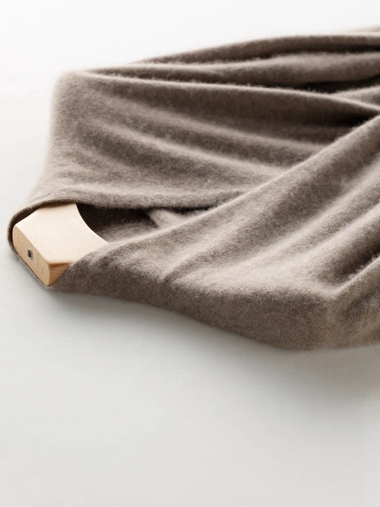 CHICUU Women 100% Cashmere Dresses V-neck Waist Cinching Dresses Autumn Winter Office Lady Grace Luxury Cashmere Knitwear
