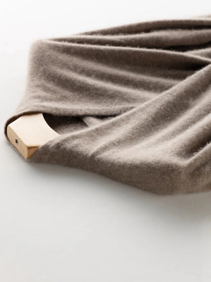 CHICUU Women 100% Cashmere Dresses V-neck Waist Cinching Dresses Autumn Winter Office Lady Grace Luxury Cashmere Knitwear