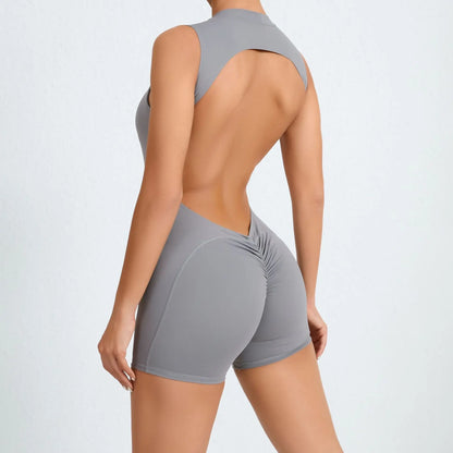 Gym Bodysuits Women Back Scrunch Sports Suit Women Gym Sexy Hoodies Sleeveless Sportswear Body Women  Whole Suit Yoga Clothing