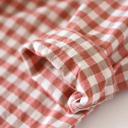 2026 New Japanese Spring and Autumn Couple Pajama Set 100% Cotton Men's and Women's Plaid Long Sleeve Two Piece Home Furnishing