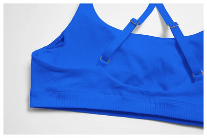TRY TO BN Women Tracksuit 2 Piece Yoga Set Cross Bra High Waist V Waist Leggings Tummy Control Butt Lifting Workout Running Gym