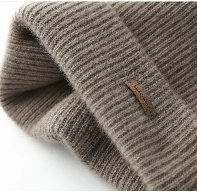 DjzDsm High Quality 100% Cashmere Knitted Hat for Men Casual Beanie Hat Thicken Cap Winter Soft Warm Cashmere Caps