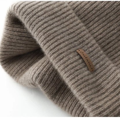 DjzDsm High Quality 100% Cashmere Knitted Hat for Men Casual Beanie Hat Thicken Cap Winter Soft Warm Cashmere Caps