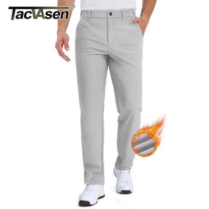 TACVASEN Winter Golf Pants for Men Fleece Lined Work Business Casual Dress Slacks Water Resistant Stretch Warm Trousers