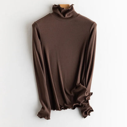 SuyaDream, Women Bottoming T Shirt, Silk Viscose Blend, Long Sleeves, Solid Basic Thermal  Shirt, 2024 Autumn Winter Top