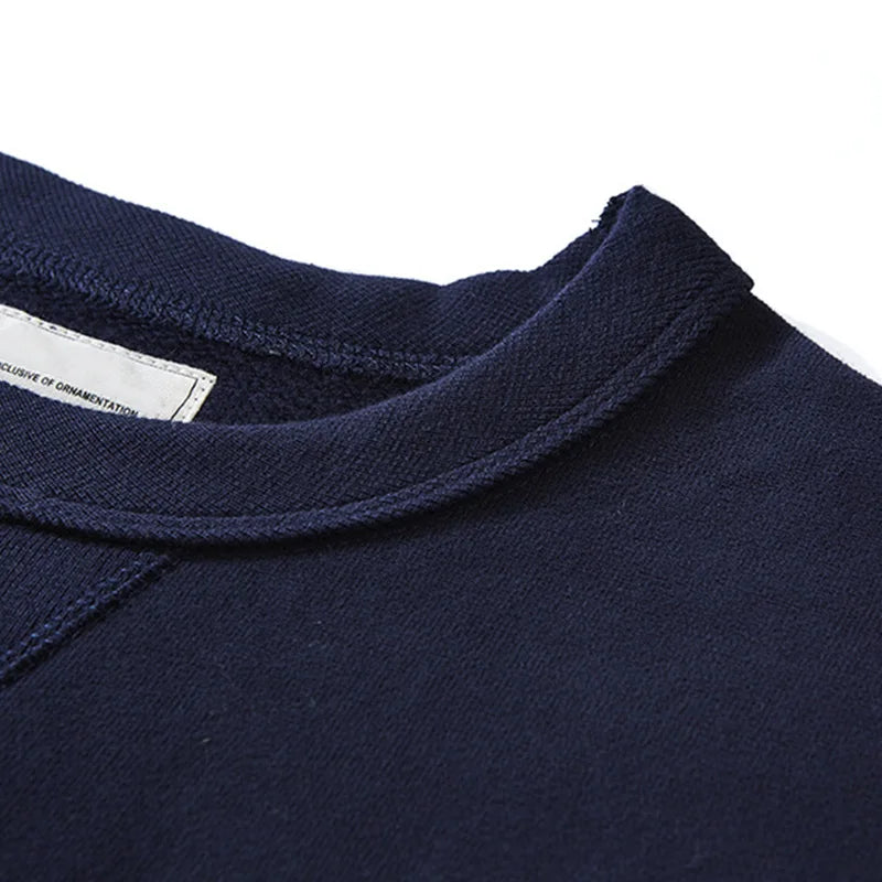 Men's Amekaji 490g Heavyweight French Terry Sweatshirt - Solid Color Crew Neck Pullover Kangaroo Pocket Thick Hoodie