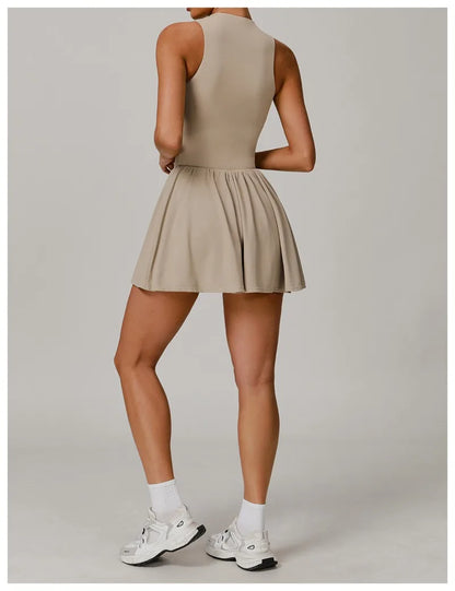 Tennis Skirt Sports Fitness Stand-up Collar Anti-light Golf Badminton Casual Fitness Workout Clothing Gym Yoga Suit for Women