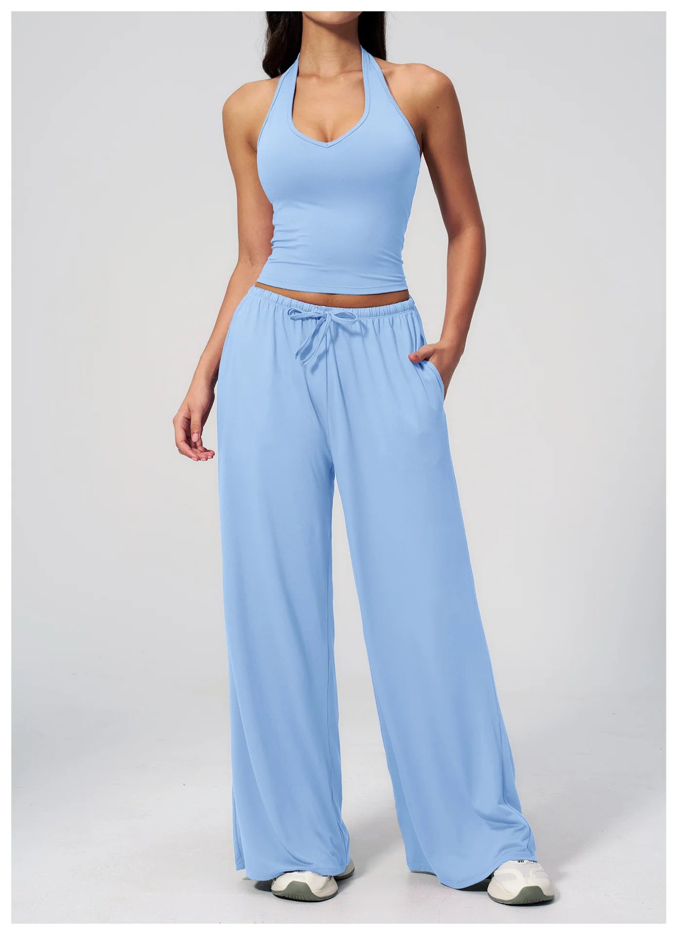 2/3PCS Fitness Suit Women Deep V Yoga Bra Flared pants Sports Suit Gym Tracksuits Female High Waist Bell Bottom Athletic Wear
