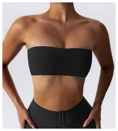 Summer Strapless Sports Bra Gym Women Quick-Drying Yoga Clothes Women Tube Top Fitness Chest Wrap Underwear Workout Bra Female